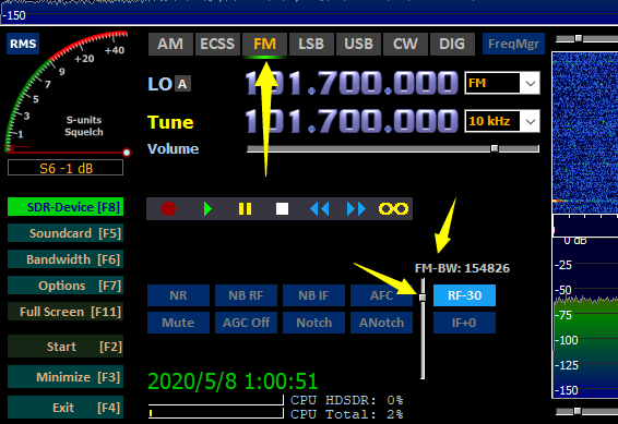 Demodulation bandwidth slider