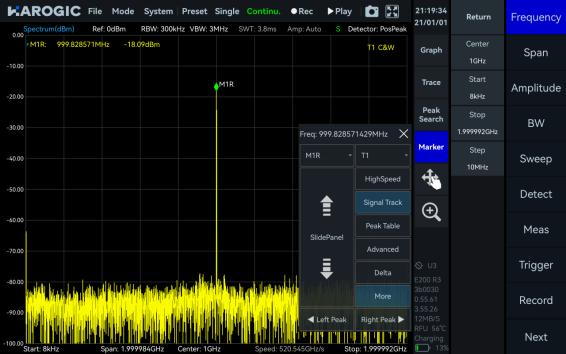 Signal Track measurement interface
